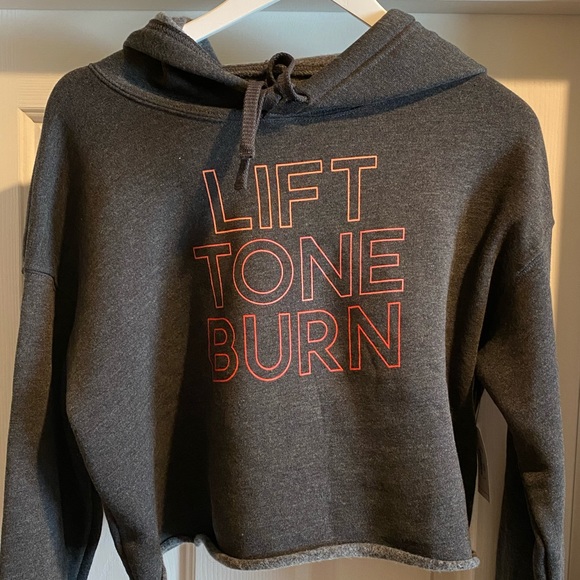 Pure Barre Tops - New! Pure Barre Crop Hoodie Dark Heather Grey